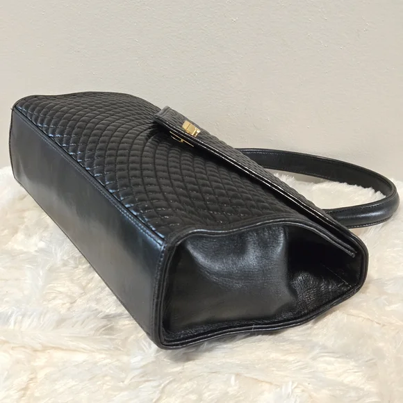 Bally Black Quilted Shoulder Bag with Gold Details - Picture 7 of 16